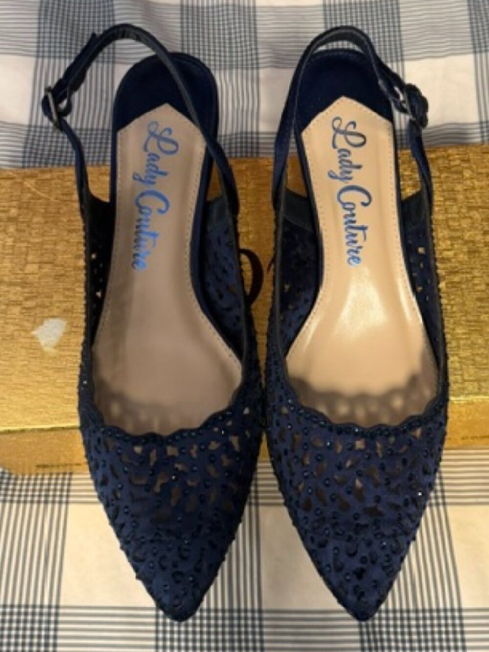 Lady Couture of NY Jewel Women's Slingback Pump Navy Size EU 41 or Size 10